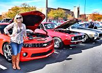 My lovely Wife posing with some of the Camaro SL,UTs at the Furry Friends Car Show, 10/13, West Jordan, Utah