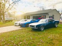 Cleaning.. My 1987 Blazer K5 deep in the back, Stryper, My girls 2017 SS, the 1967 was her Dad's that is now ours and in the garage is my first car, a 1967 Olds Cutlass