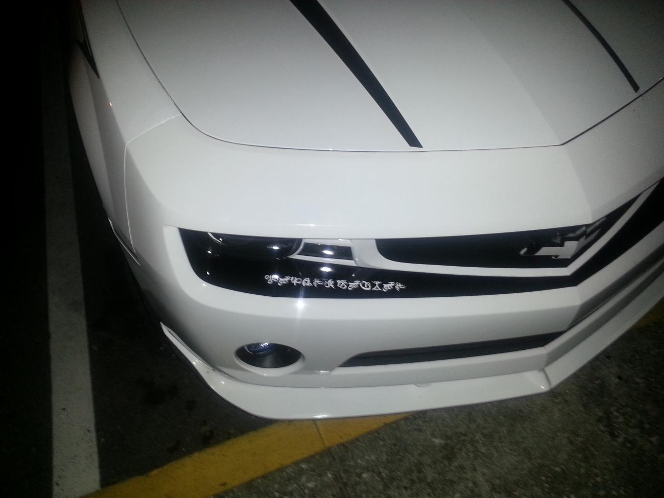 front fascia black out and white transformer decal