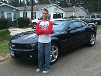 My son Austin with my new car, the Blue Bandit....