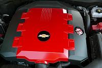 2010 camaro V-6 engine cover- victory red and  chrome "transformers autobot" oil cover
