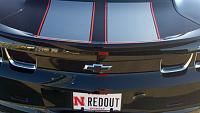 Tinted Taillights at 30%, Carbon Fiber Emblem, Gunmetel and Red Stripes.