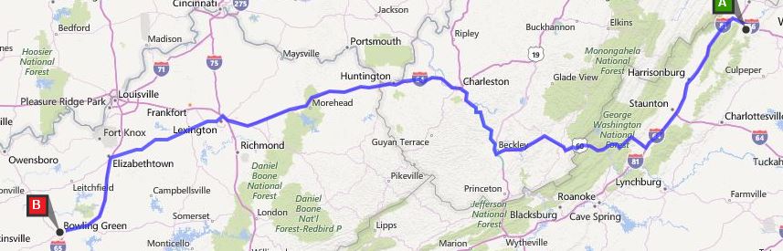 VA Route to KY