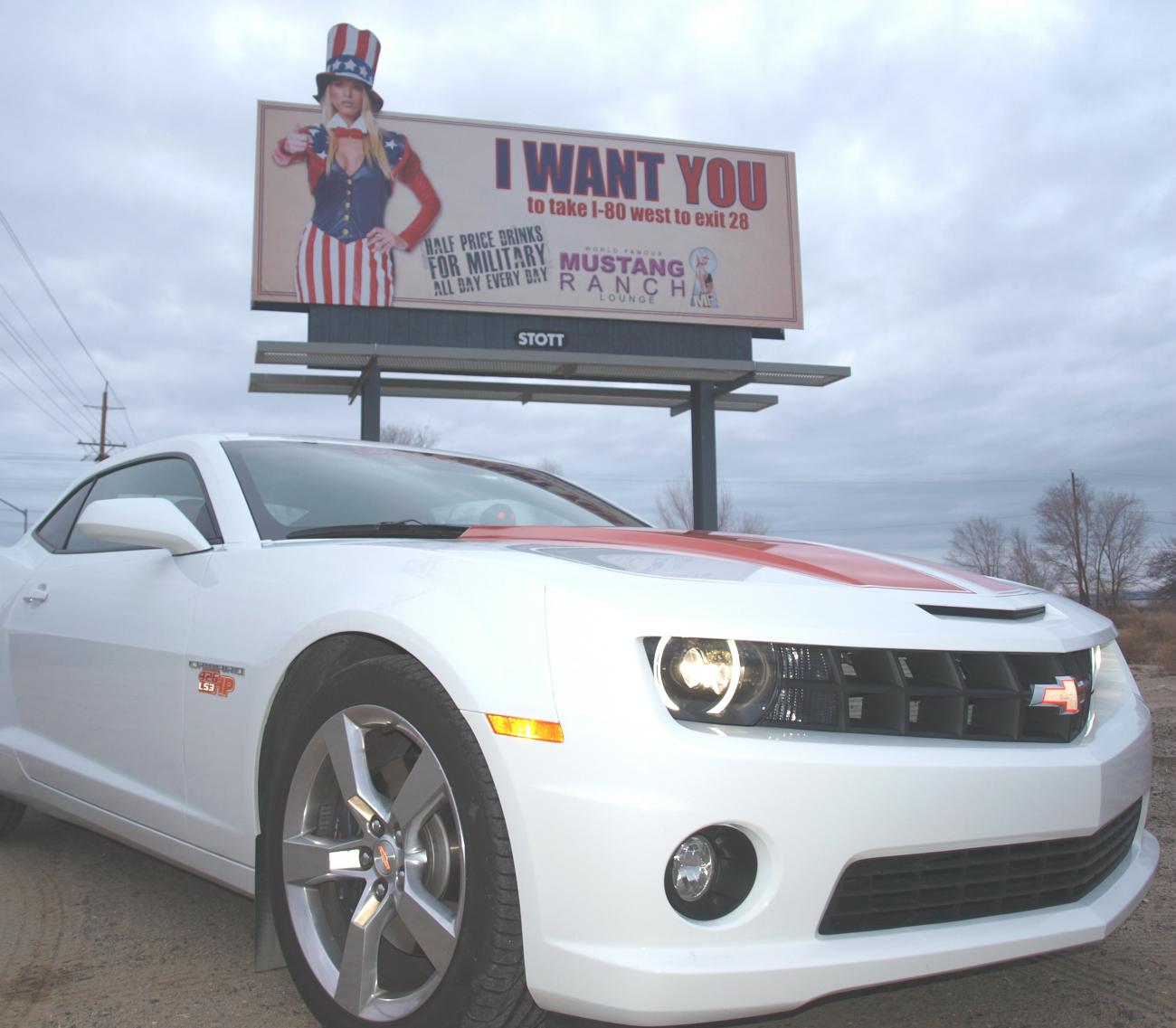 Camaro SS and the Mustang Ranch sign