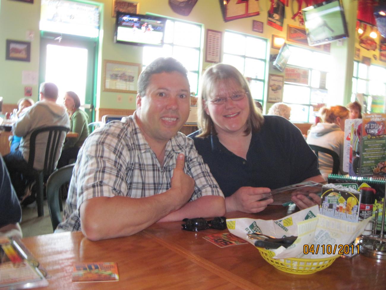 Edog and wife at dinner.